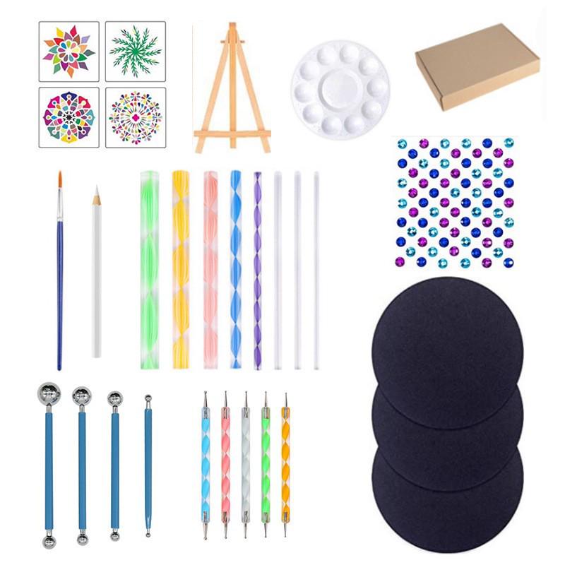 Набор инструментов для точечной росписи мандалы, межграничный, с полыми шаблонами для росписи камней и разноцветными точечными ручками