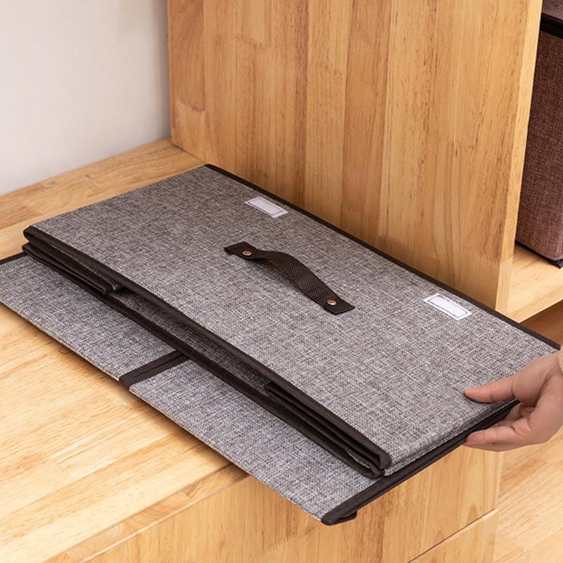 Складной ящик для хранения из хлопчатобумажной льняной ткани с двойной крышкой, органайзер для хранения различных вещей