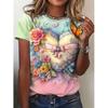 Футболка больших размеров в пляжном стиле с принтом в виде сердца и животных, повседневный топ с коротким рукавом для весны и лета, женская одежда больших размеров