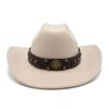Ковбойская шляпа в стиле вестерн для мужчин и женщин, джазовая шляпа с загнутыми краями, этнический шерстяной цилиндр
