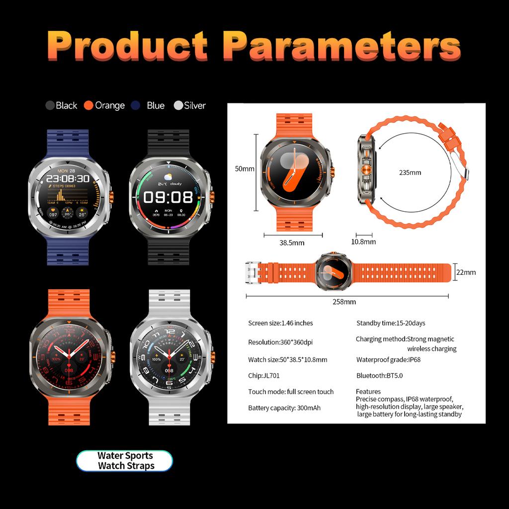 2024 New Smart Watch 7 Ultra Men AMOLED Screen Multi-Function Sports Fitness Tracker Health Women Smart Watch for OPPO VIVO