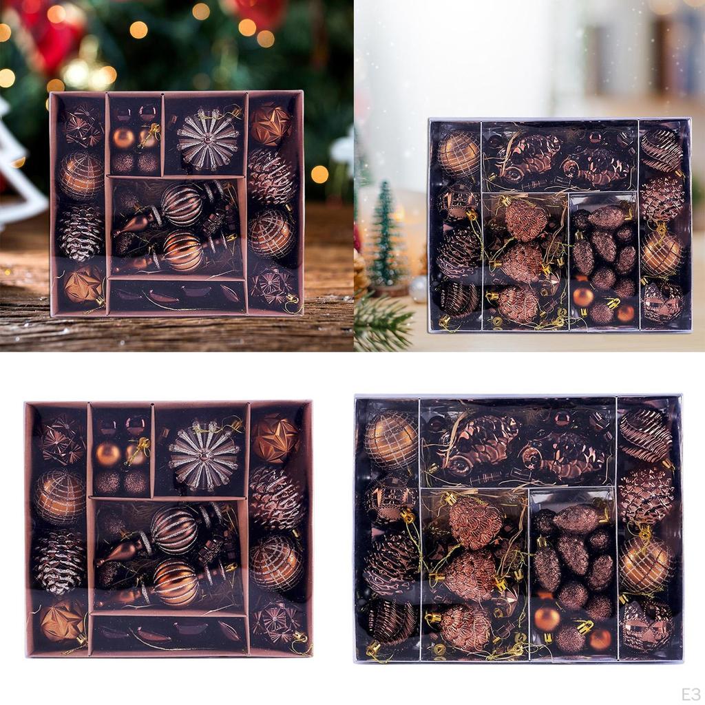 53 Pieces Ball Ornaments Shatterproof Christmas Pendants Cone Baubles Hanging Tree Decorations Made