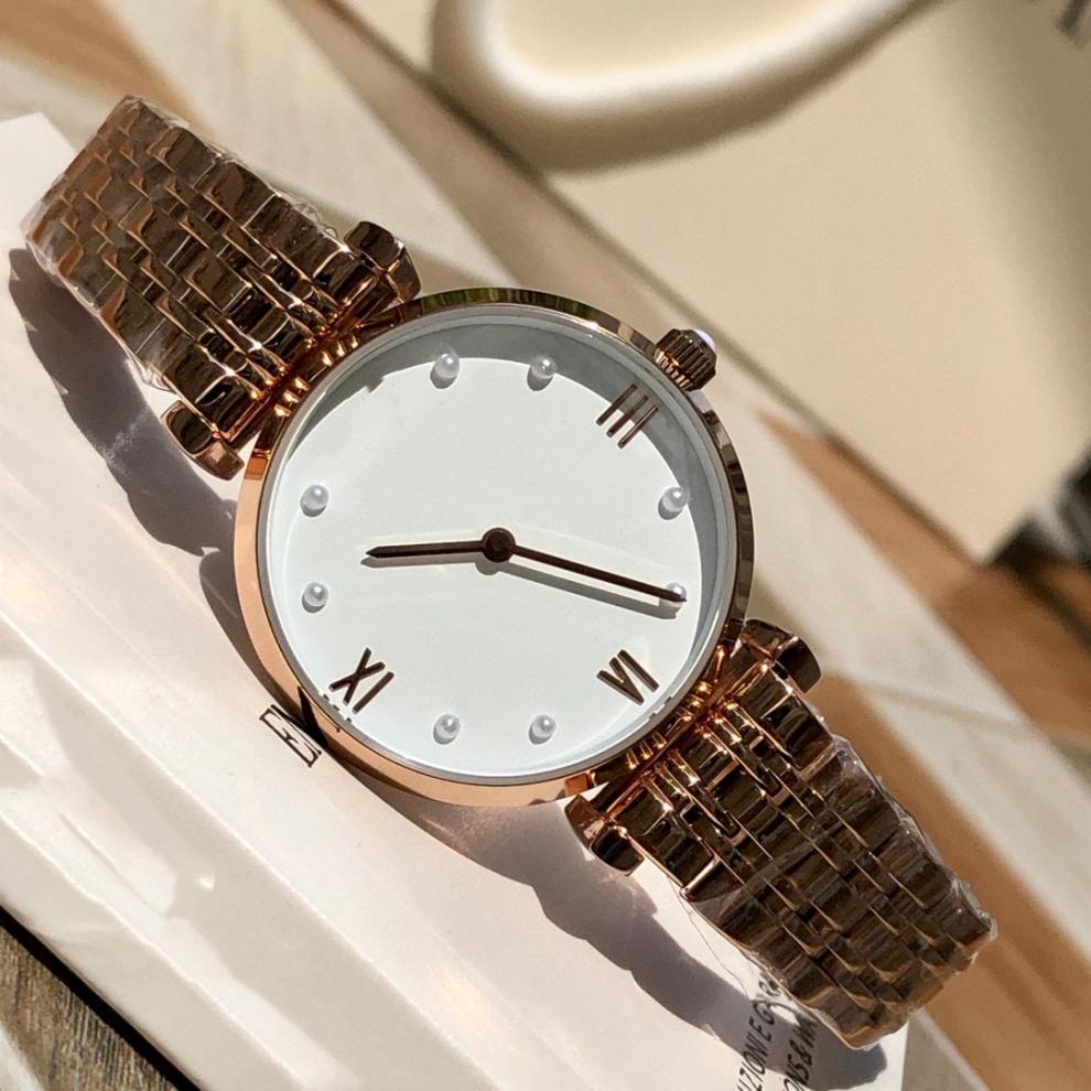 Женские кварцевые часы Armani AR11092 с фазами луны, Высококлассные модные водонепроницаемые стальные часы с жемчужными акцентами