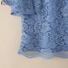 ZANZEA Women Casual Round Neck Short Sleeve Patchwork Lace Blouse