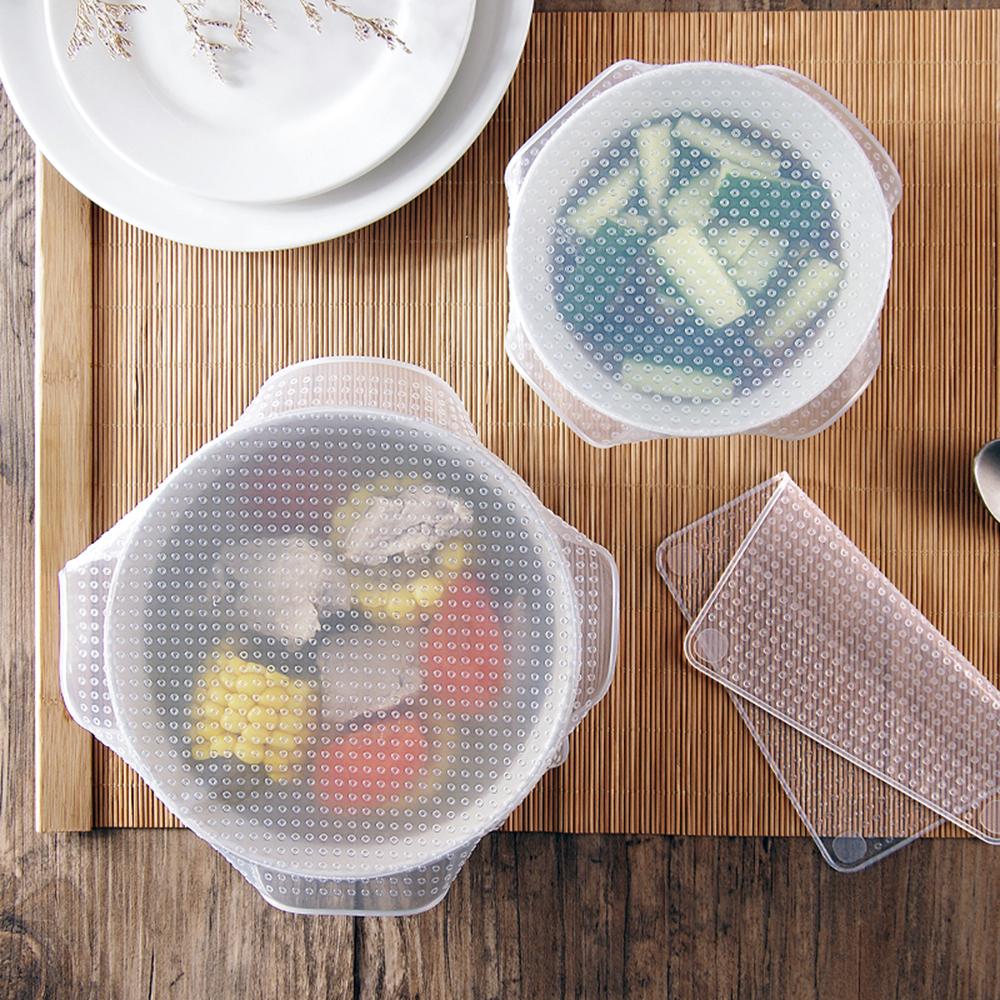 Reusable Silicone Caps Food Keeping Stretch Wrap Seal Film Bowl Cover Home Storage Organization Kitchen Tools 3 Sizes