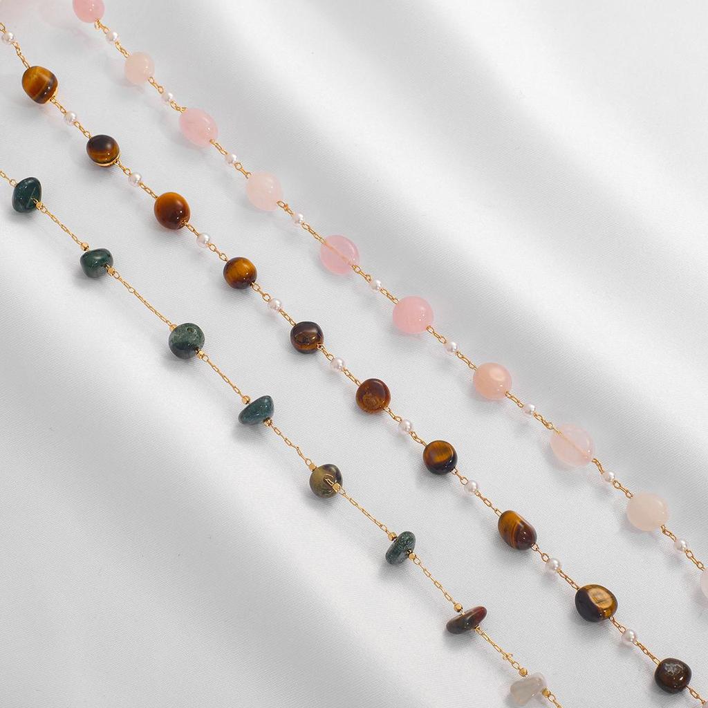 50CM/Bag Copper Handmade Stone Chain For DIY Handmade Jewelry