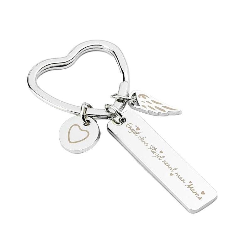 Mother's Day Love Mom Key Chains Holder Pendants Stainless Steel Heart-shaped Gift Accessories