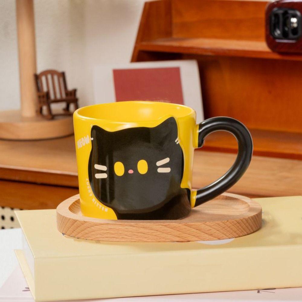 Cute Design Coffee Mug Cat Pattern Ceramic Mug Decorative Accessories Milk Cup  Gift Giving