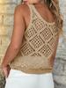 Women's Lightweight Crochet Tank Top Sleeveless Scoop Neck Hollow Out Beach Cover Up