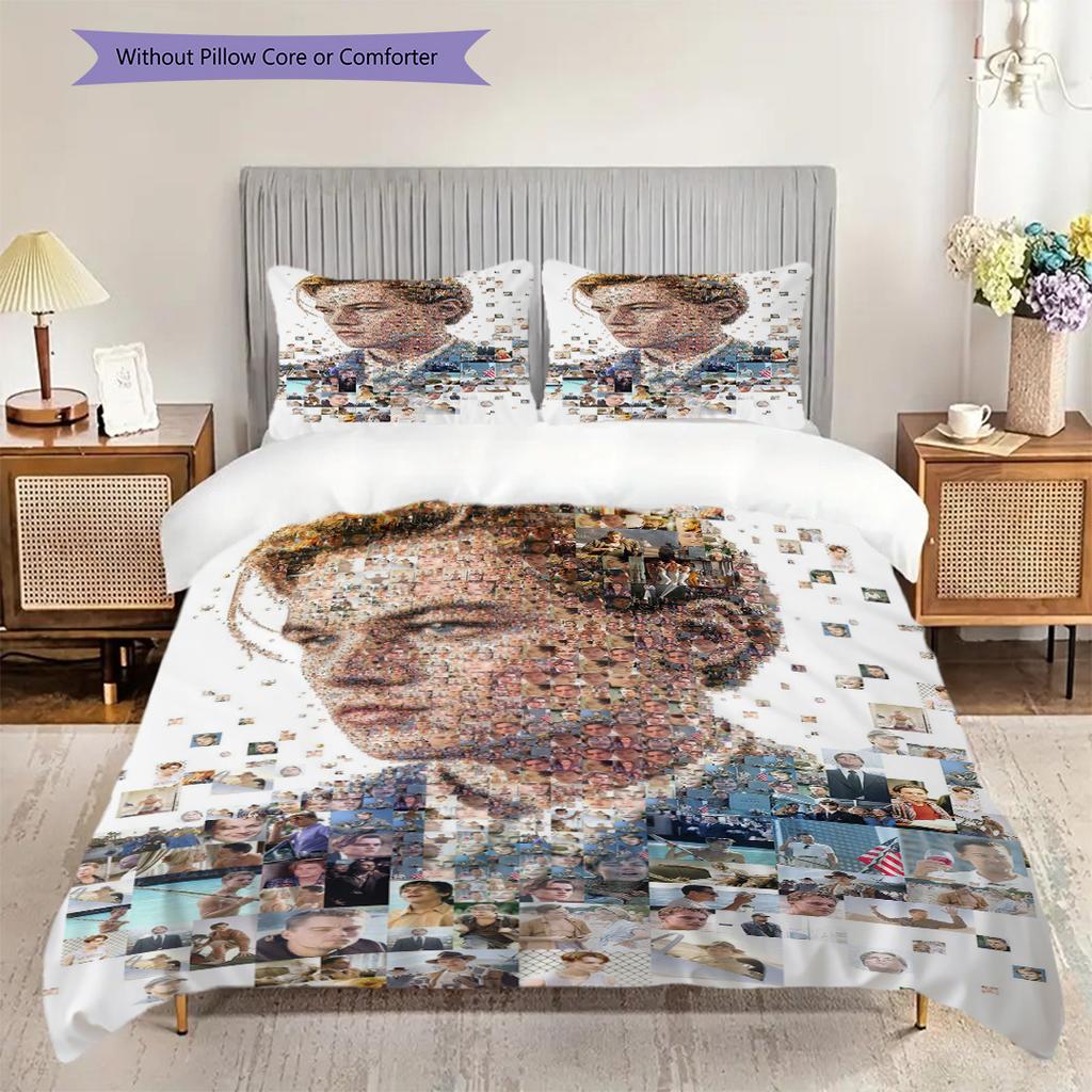Collage Memories Visual Tribute Bedding (1 * duvet cover + 2 * pillowcase, without core) 2D Flat Christmas birthday gift Soft and comfortable