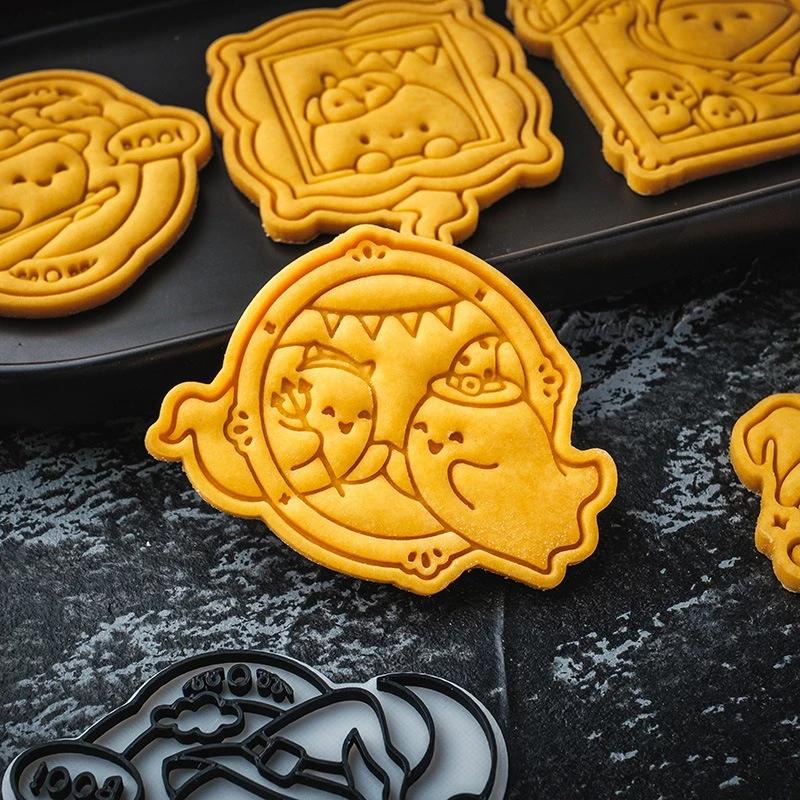 6/1PCS Cartoon Halloween Biscuit Mold Kitchen Pastry Baking Flip Sugar Cutting Mould DIY Birthday Halloween Party Cookie Making
