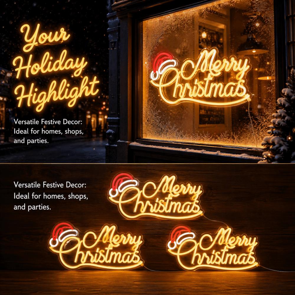 USB Plug Powered Merry Christmas Neon Sign Holiday Neon Light  Indoor Outdoor Decoration