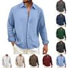 Men's Solid Color Wrinkled Lapel Long Sleeve Shirt Men's Casual Fashion Long Sleeve Shirt