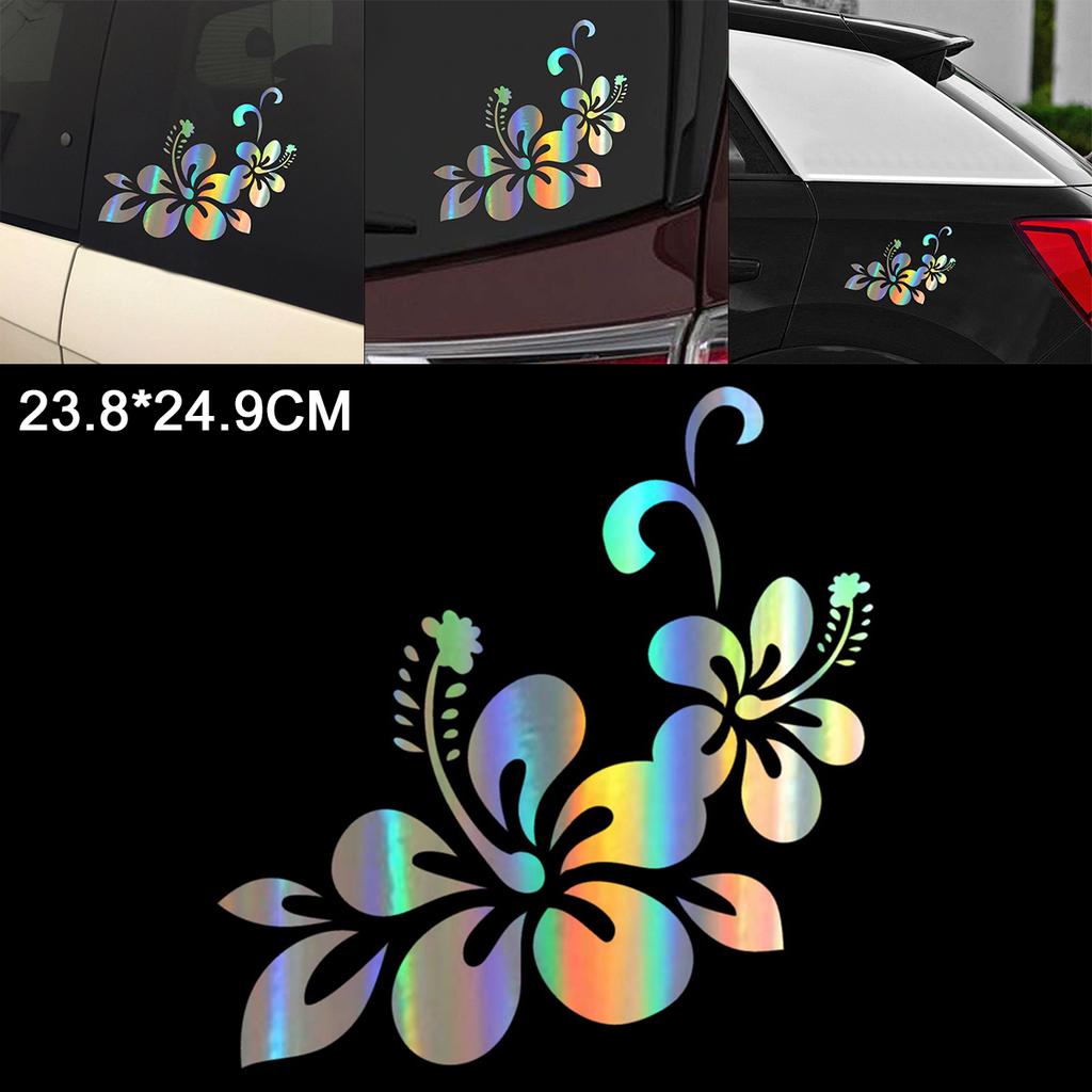 23.8x24.9CM Laser Vinyl Flower Pattern Car Motorcycle Body Bumper Hood Window Decal Scratch Sticker