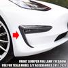 Use For Tesla Model 3 Y Accessories 2017-2024 Front Bumper Fog Lamp Eyebrow Decorative Trim Carbon Fiber Glossy Black ABS