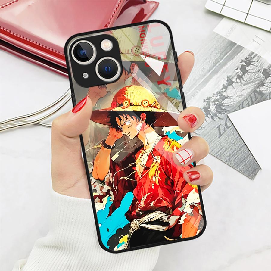 Стеклянный чехол для телефона для iPhone 17 Pro Max 11 16 15 Plus 8 Air 13 XR 12 14 OneS P-ieceS Luffy Zoro