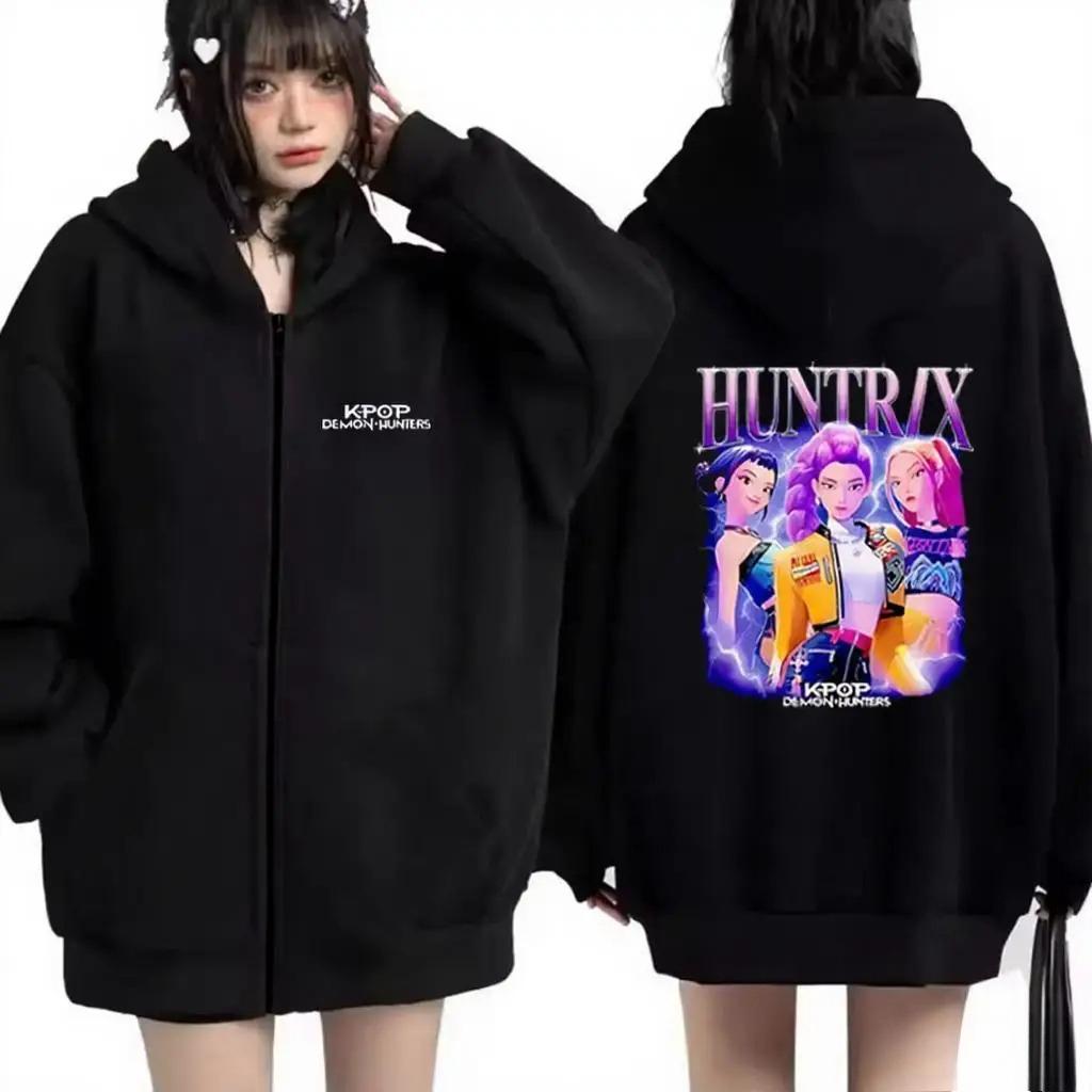 Kpop Demon Hunters Movie Graphics Hoodie Men Women's Fashion Coat Hip Hop Printed Everyday Casual Comfortable Zip Hoodie