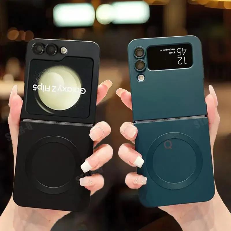 Magnetic Wireless Charge Magsafe Case for Samsung Galaxy Z Flip7 Flip6 Flip5 4 3 5g Matte Silicone Back Cover Zflip Flip 6 5 4 3