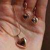 European-American Chic Peach Heart Necklace & Earring Set - Versatile Light Luxury Jewelry