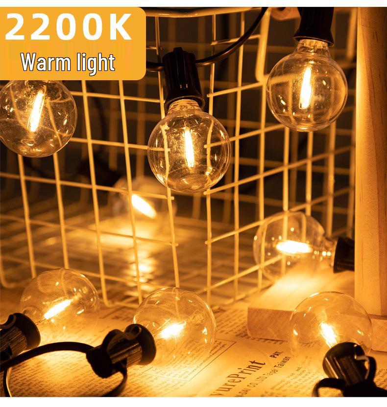 Пластиковые лампочки G40: Рождественское украшение, круглые шары, европейский и американский стандарт, 110-220 В, гирлянда с 25 запасными лампочками.