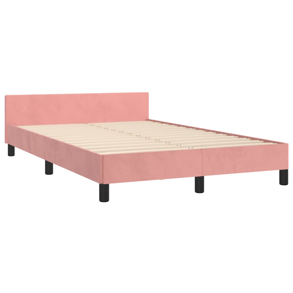 Pink Bed Frame without Mattress 120 x 190 cm Velvet