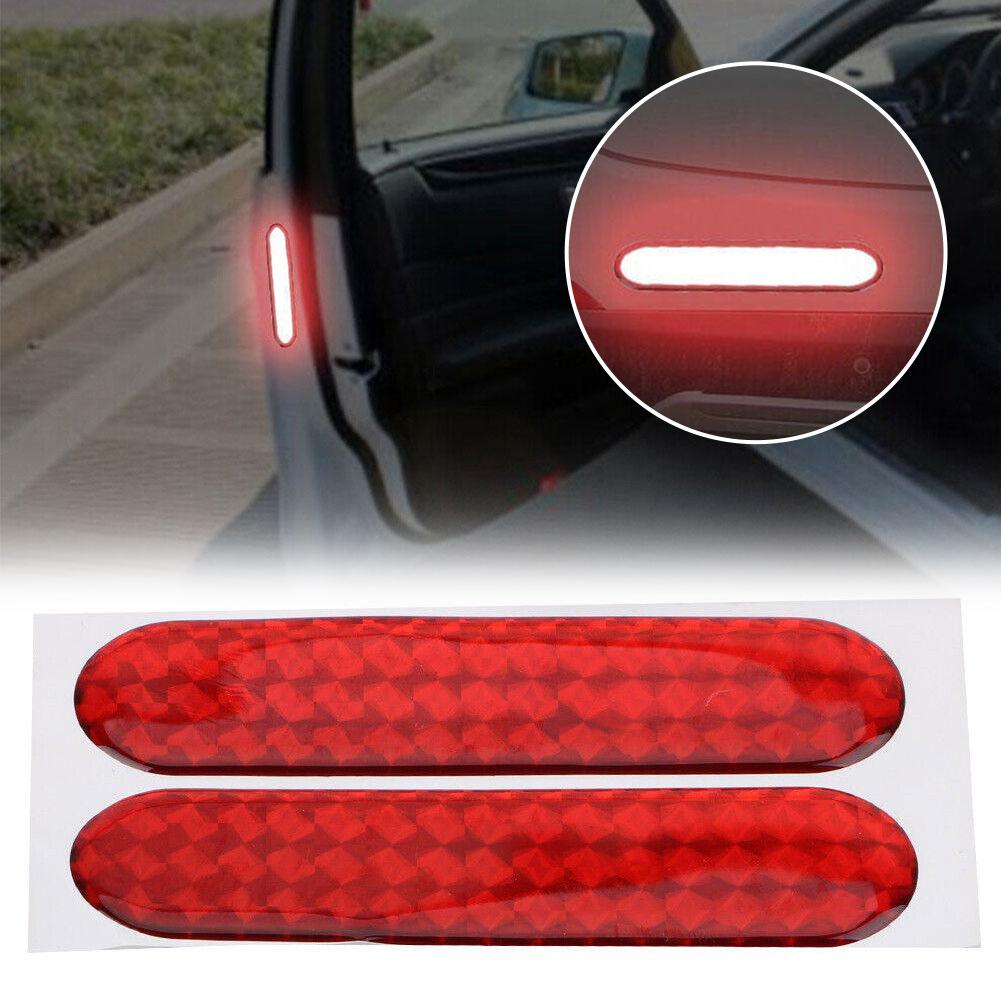 2Pcs Decal Sticker For Car Wheel Eyebrow For Door Edge Red/yellow/blue Reflective Reflective Tape Safety Warning Universal