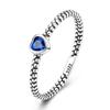 New 925 Silver Vintage Dewdrop Treasure Blue Love Ring For Women Fit Wedding Party Jewelry Gift