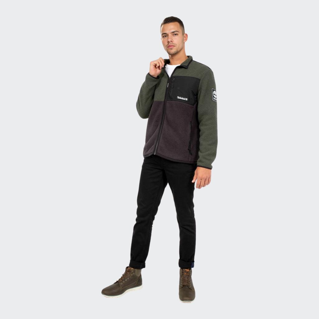 Timberland Теплая флисовая куртка с цветным блоком и логотипом, мужские куртки, зеленые A24A5-W74