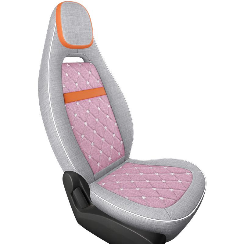 Cartoon Linen Seat Cover for Wuling Hongguang MiniEV Macaron – Full Wrap Interior Cushion