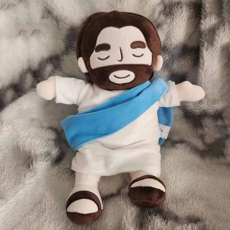 Soothing Jesus Plush Toy Pillow Cute Shiny Nativity Soft Stuffed Doll Music Body Pillow Jesus Plush Toy Cushion Home Decor Gift