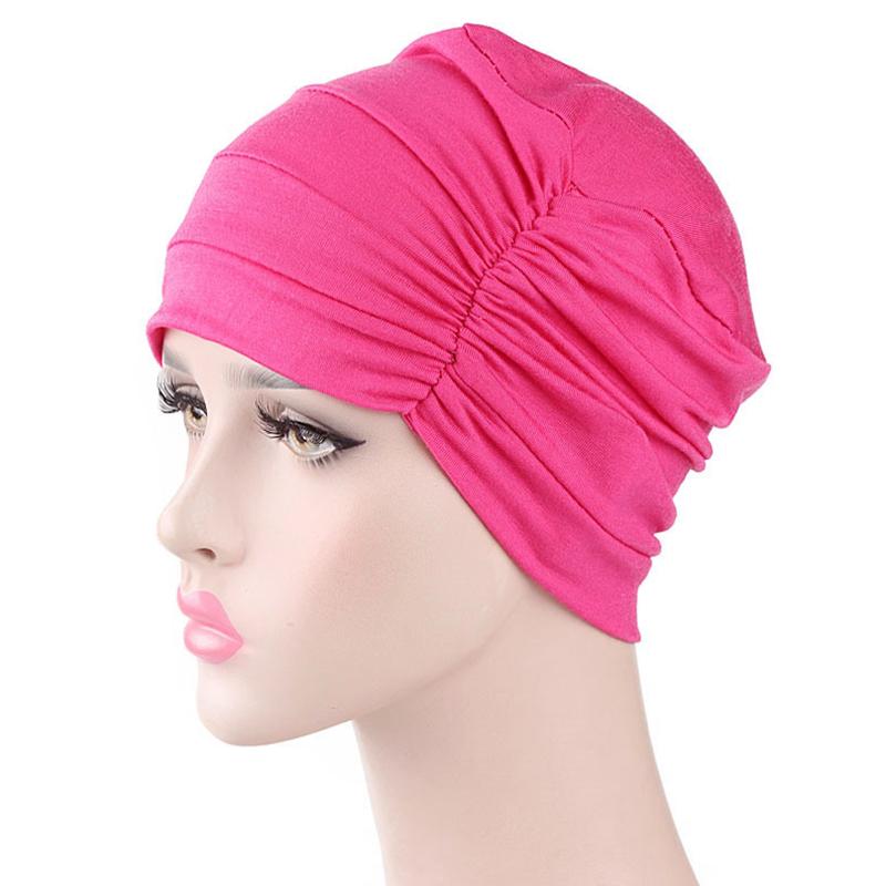 1Pc Muslim Stretch Hair Loss Head Scarf Wrap Cap Polyester Cancer Chemo Women Plain Turban Hat