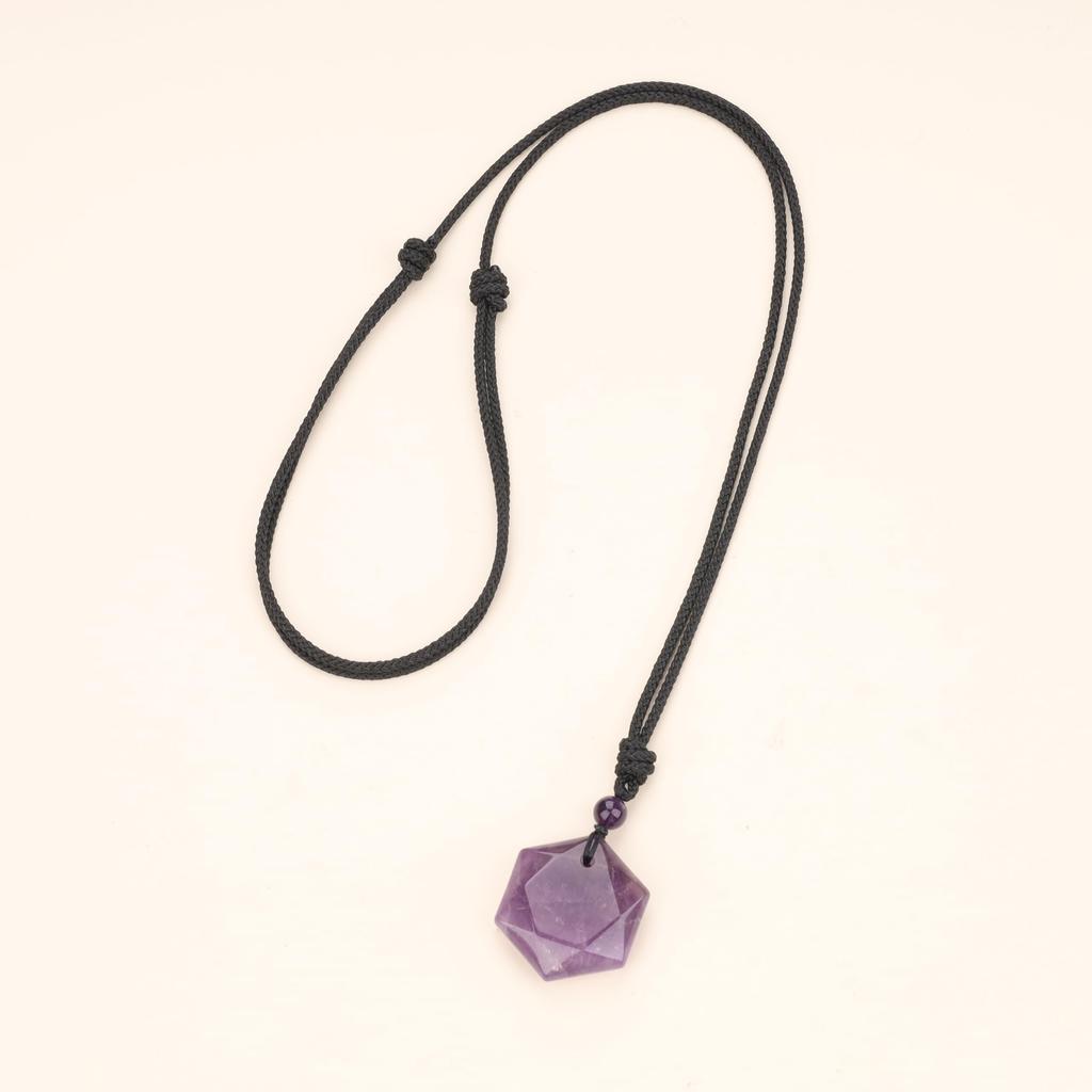 Аметист Гексаграмма Камень Февраля Ожерелье Унисекс [Coai]