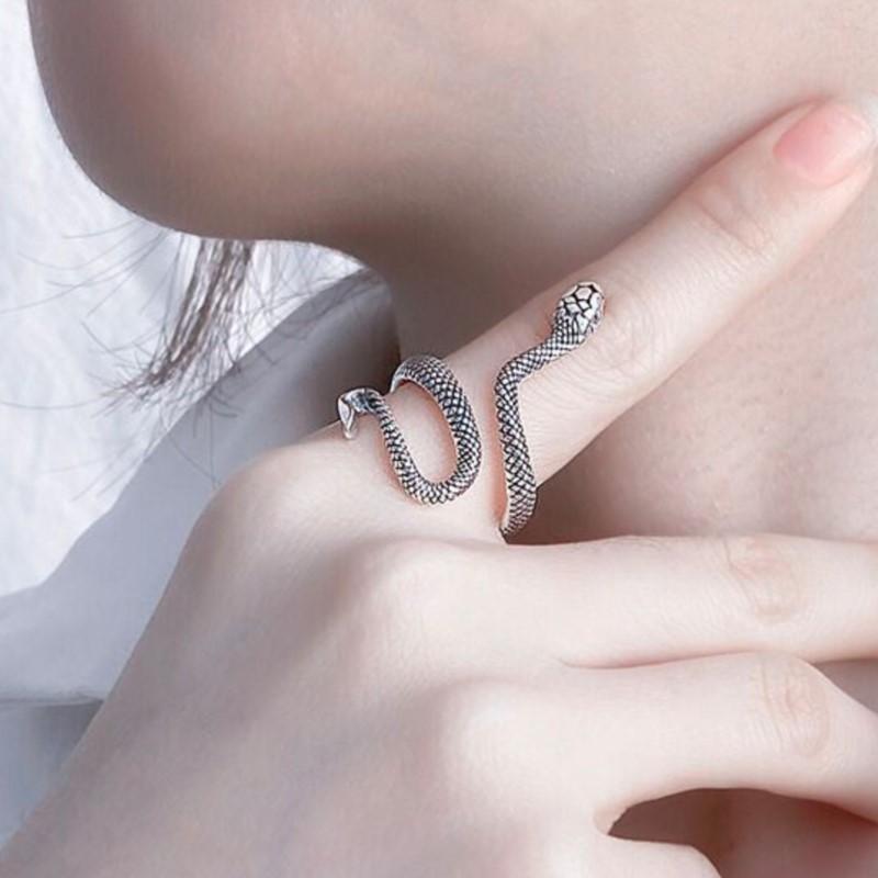 Vintage Thai Silver Snake Rings for Women Niche Trendy Winding Snake Party Jewelry Friends Gifts