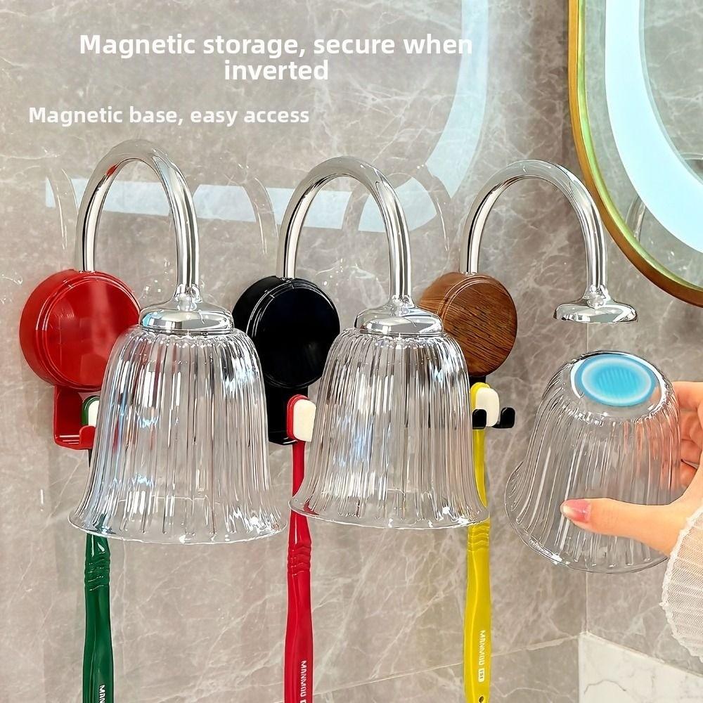 Durable Magnetic Drainage Toothbrush Organizer Wall-Mounted Inverted Tooth Cup Holder
