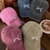 Bow Embroidered Baseball Cap Women's Spring New Washed Retro Wide-brimmed Face-covering Cap
