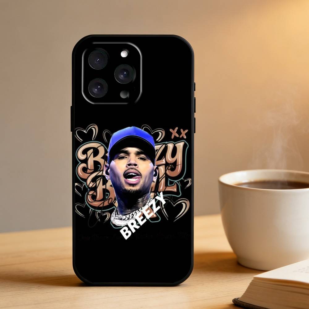 C-Крис Браун A-Американский рэпер Чехол для телефона для iPhone 16,15,14,13,12,17,Pro Max,Plus Силиконовый черный чехол