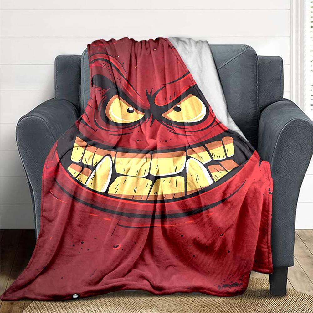 1pc Eyes Teeth Blanket, Lightweight Flannel Blanket For Sofa, Bed, Travel, Camping, Living Room, Office, Couch, Chair246