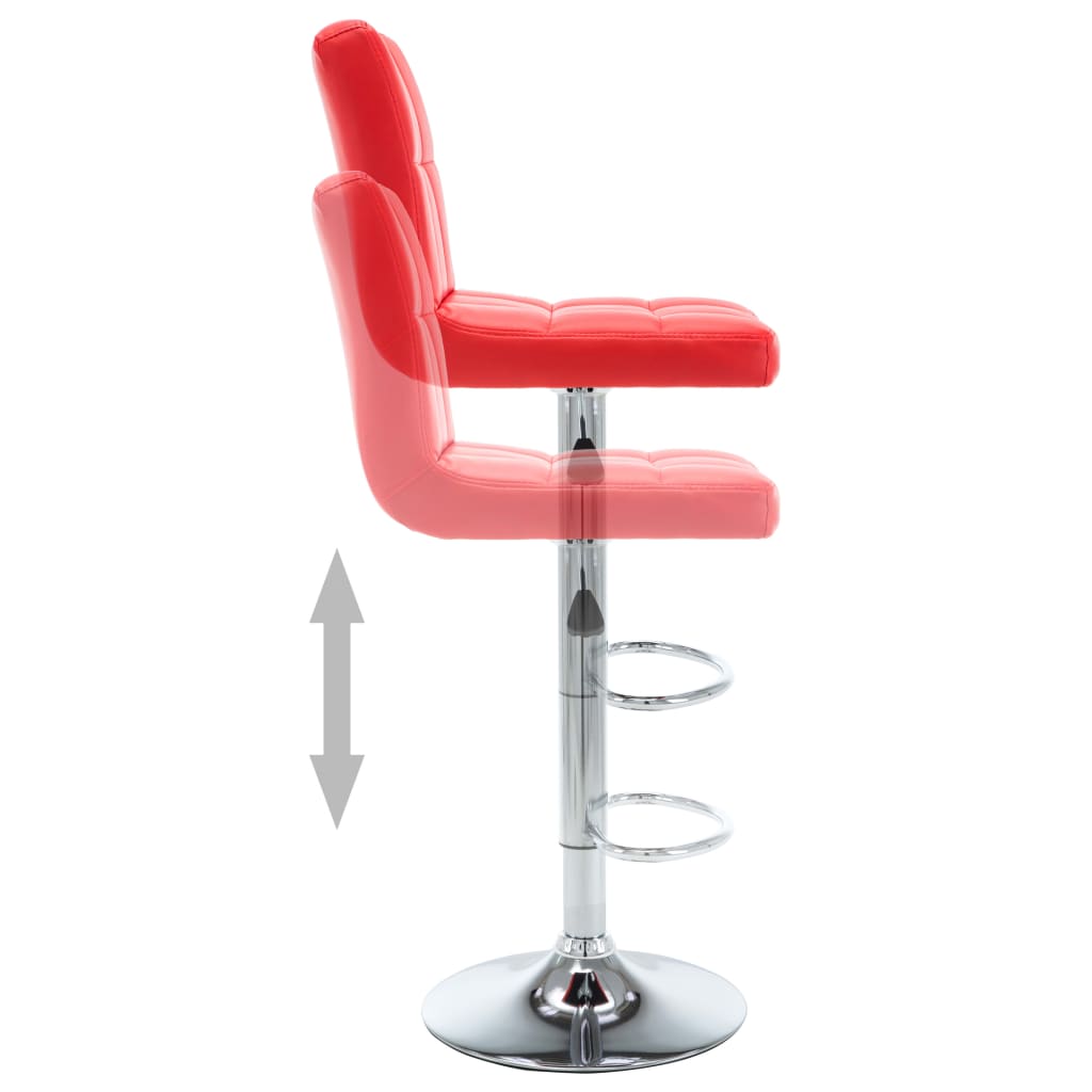 Bar Stool Set 2 pcs Red Faux Leather