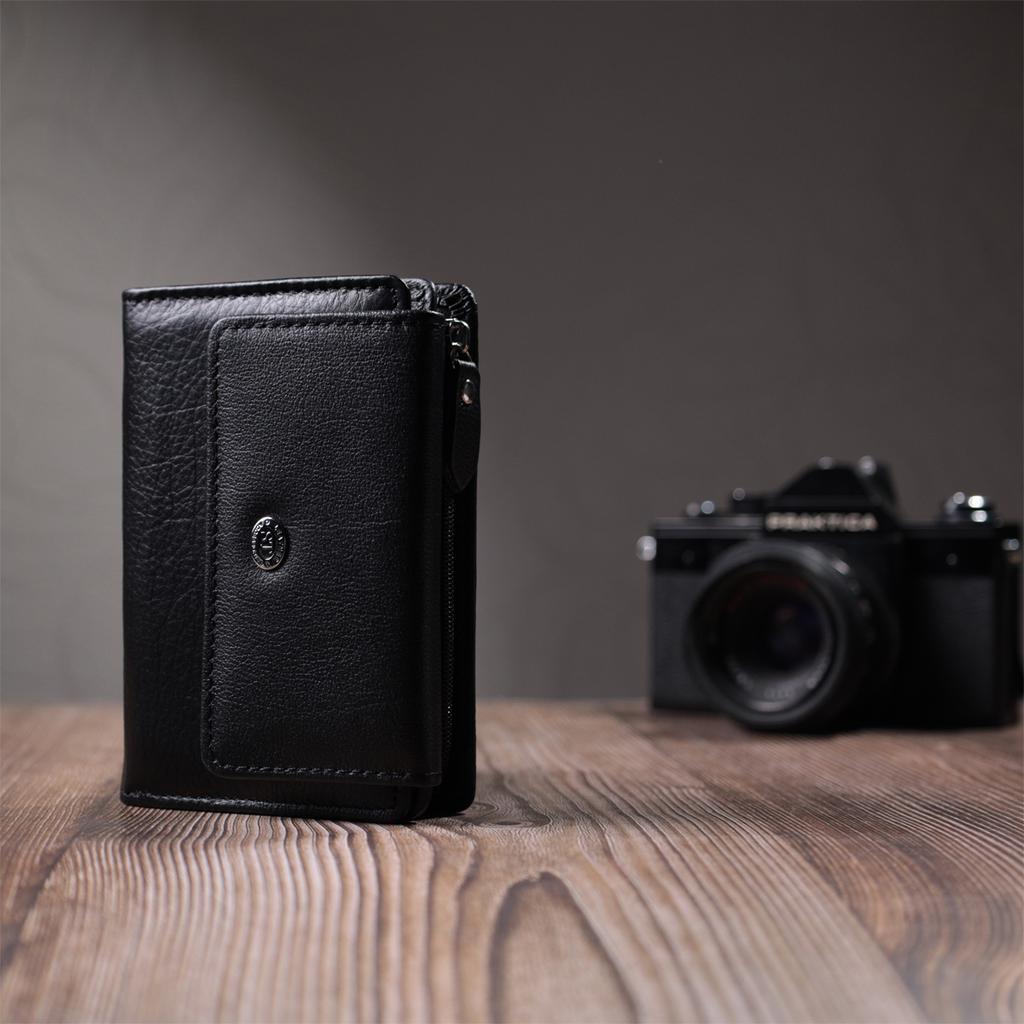 Practical Wallet with Coin Holder Made of Genuine Leather ST Leather 22740 Black