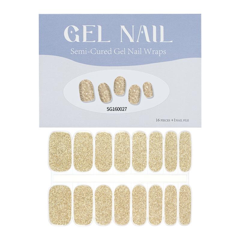 Thin Lamp Style Gel Nail Sticker 16-finger Extended Semi-curing Nail Sticker