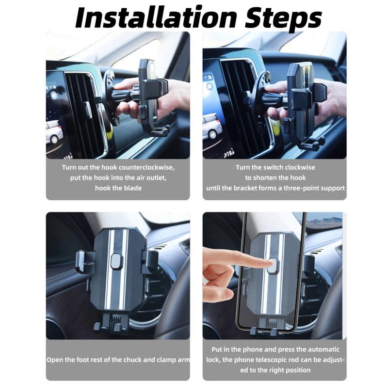 Universal Air Outlet Compatibility Holder for Smartphones - Black White Air Vent Mount Car Phone Holder