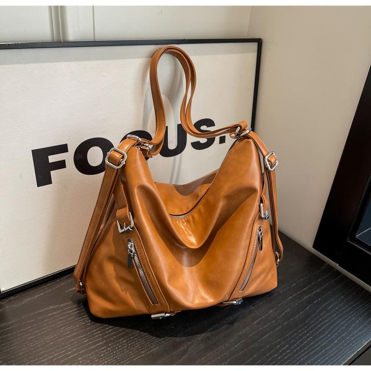 Большая вместительная сумка через плечо из искусственной кожи для женщин, прочные модные повседневные сумки высокого качества, новый стиль с застежкой-молнией