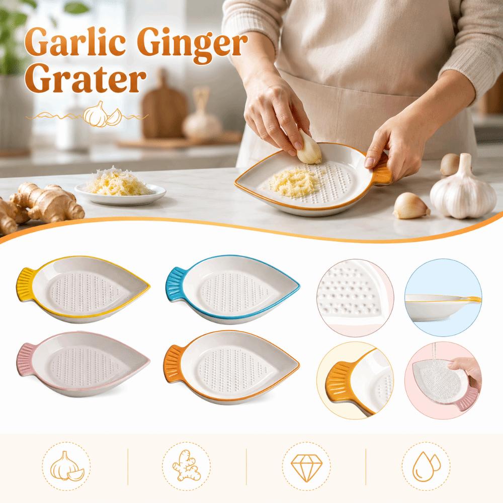 Leaf Shape Hand Garlic Ginger Masher Ceramic Garlic Shredding Plate Restaurants