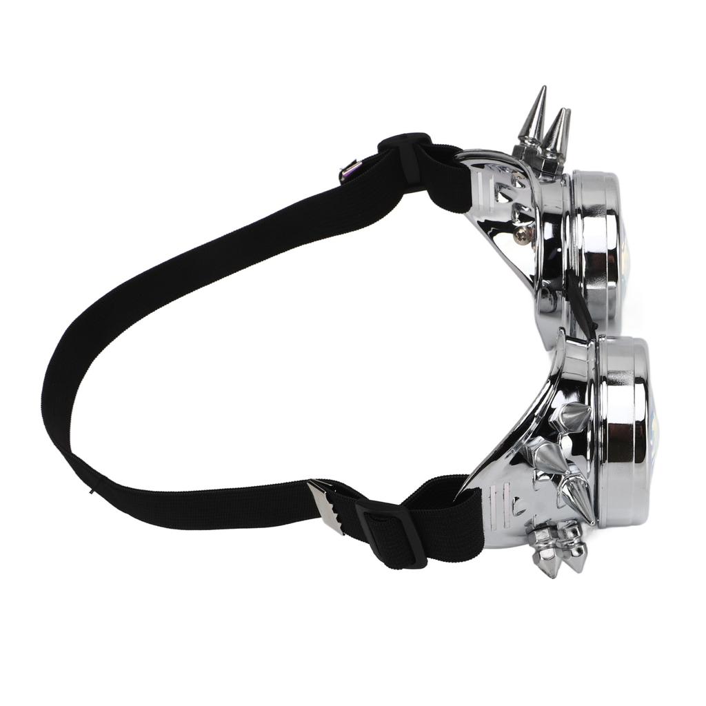 Steampunk Goggles Retro PC ABS with Elastic Band Kaleidoscope Rave Glasses for Party Gloss Silver