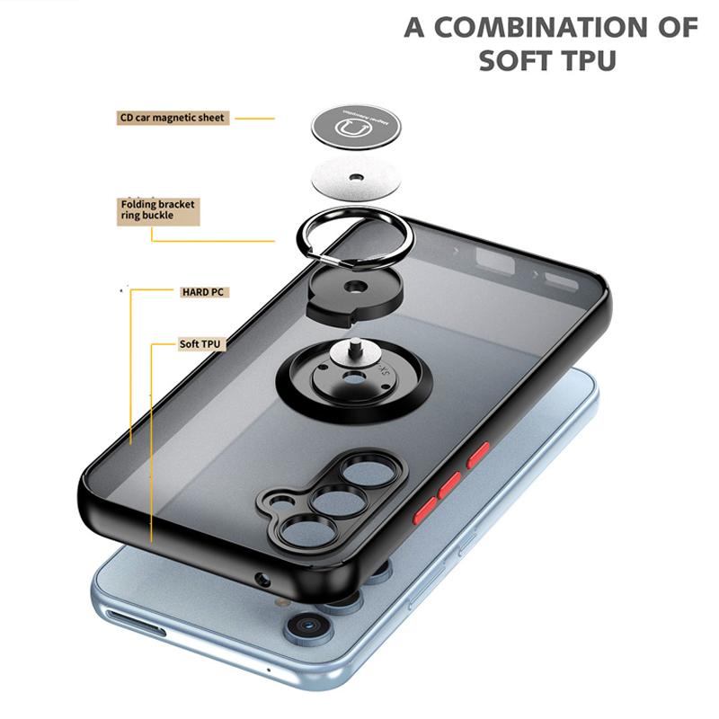Funda A55 5G Stand Matte Phone Case For Samsung Galaxy A55 A54 A14 A35 A25 A15 Magnetic Ring Folding Bracket Frosted Back Cover