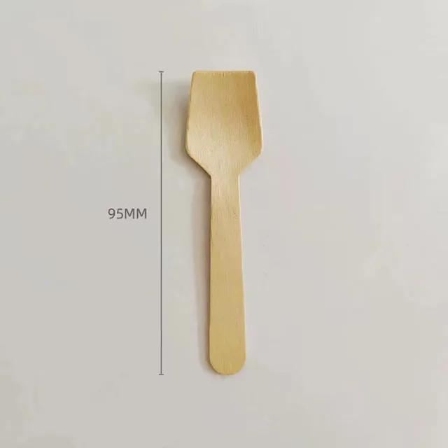 100pcs Disposable Wooden Spoon Knife Forks Biodegradable EcoFriendly Tableware Western Dessert Ice Cream Scoop for Party Picnic
