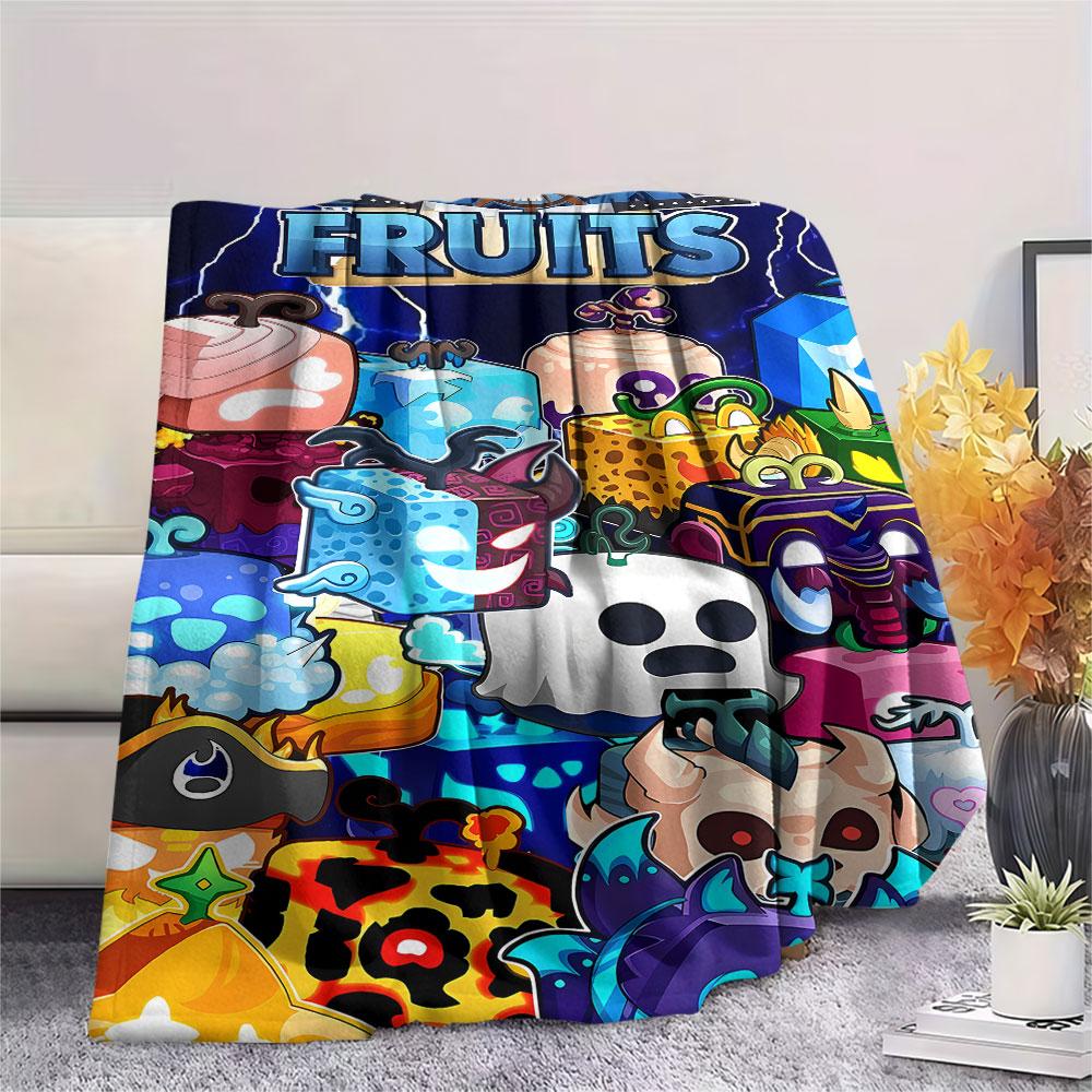 1PC Blox Fruits Patterned Flannel Blanket Suitable For All Seasons for Home Decor Warmth and Comfort Gifts Holiday Present
