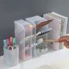 Desktop Clear Frosted Storage Pen Holder Slanting Brush Lipstick Organizer Multifunctional Stationery Organizer