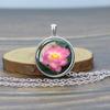 Flower Necklaces Rose Lotus Poppy Cherry Blossoms Sunflower Chains Necklace for Women Glass Cabochon Pendant Jewelry Lover Gift