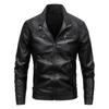 Тонкая мужская куртка из искусственной кожи с воротником-стойкой в полоску и двойной молнией на весну и осень, большой размер, кожаная куртка Locomotive